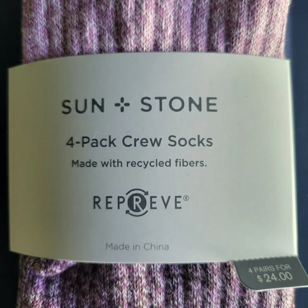 LOT of Men's Sun Stone 4-Pack Socks. One Size. Cotton/Spandex/Polyester. NWT.
